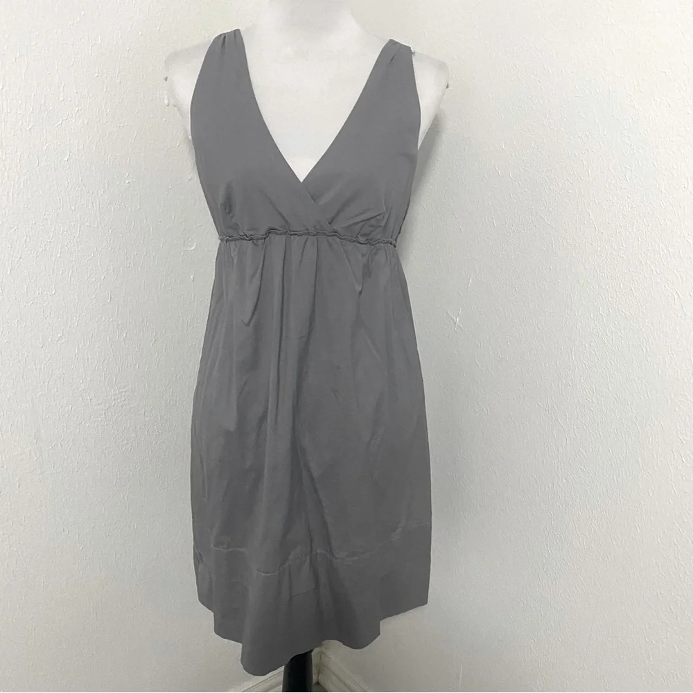 Gap Women’s Babydoll Sleeveless V-Neck Dress Size 4 Gray 100% Cotton Lightweight